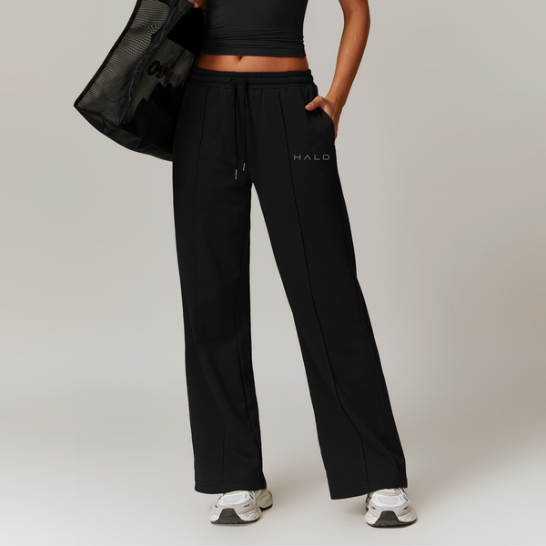 Velora Luxe Wide-Leg Sweatpants BLACK