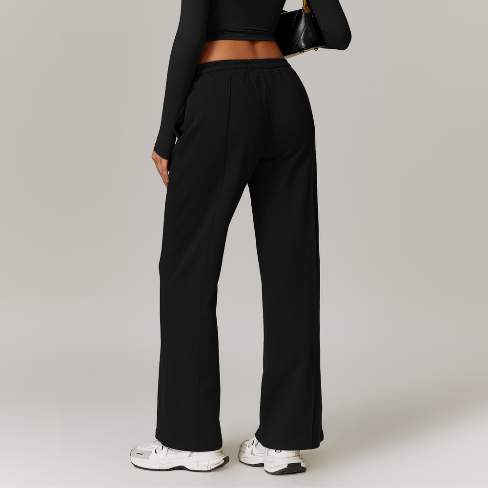 Velora Luxe Wide-Leg Sweatpants BLACK