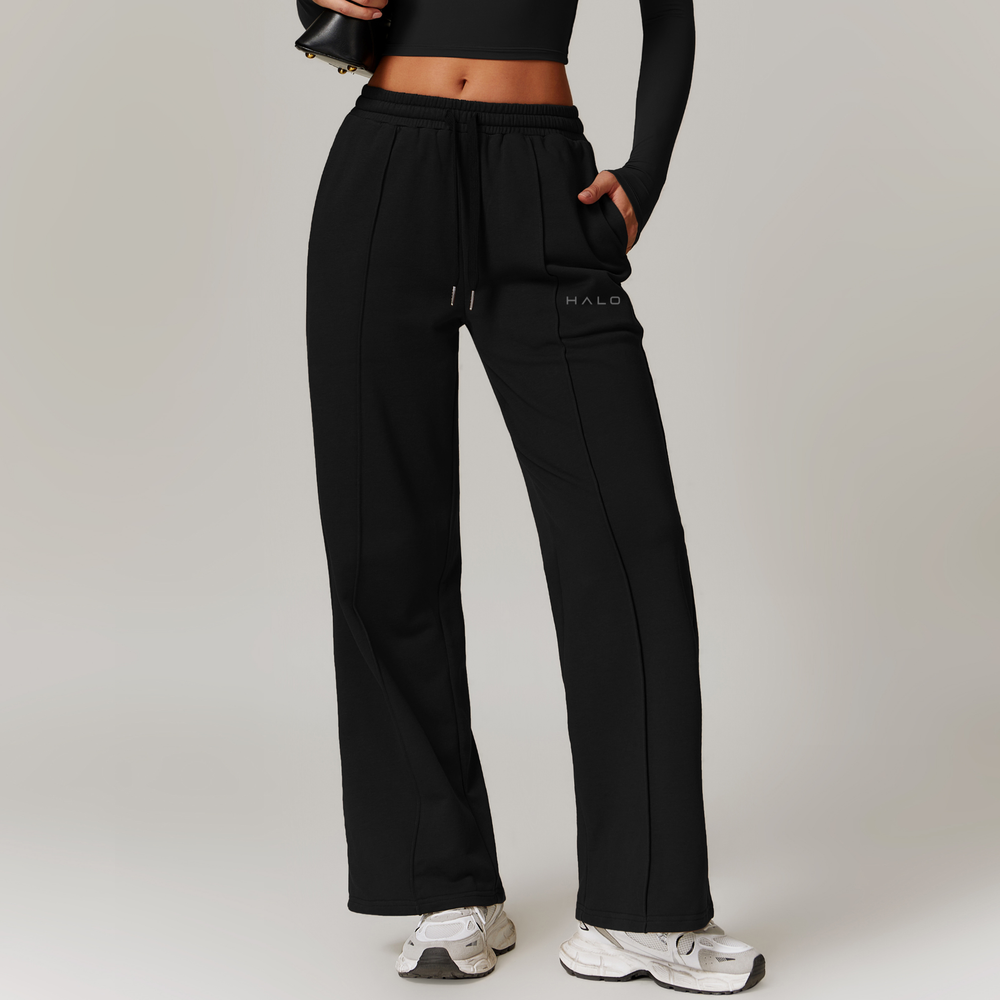 Velora Luxe Wide-Leg Sweatpants BLACK