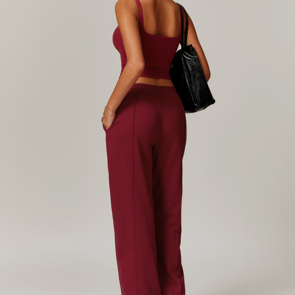 Velora Luxe Wide-Leg Sweatpant BURGUNDY