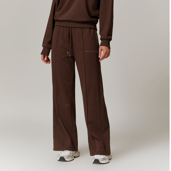 Velora Luxe Wide-Leg Sweatpants BROWN